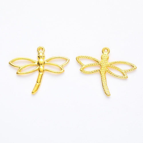 Openwork Dragonfly Charm shown from the front in contrasting finishes