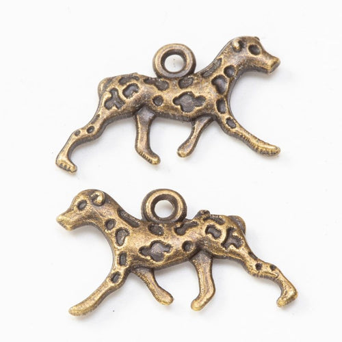 Running Dog Charm front and reverse details on a white background