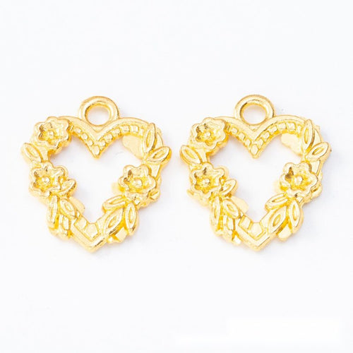 Floral Heart Charm front and reverse details