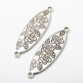 Filigree Rose Oval Connector Charms in Two Finishes view 2
