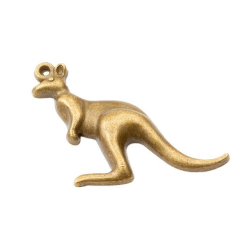 Kangaroo-Shaped Metal Charm Pendants shown in a angled detail view on a plain background