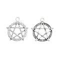 Circular Pentagram Metal Charms in Two Antique Finishes view 2