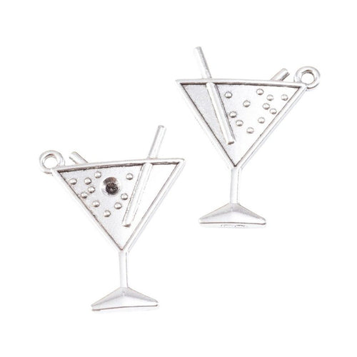 Alternate image of martini glass charm showing available finishes and form