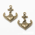 Heart Anchor Charm in 2 Metal Finishes for Jewelry Making view 2