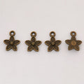 Five-Petal Flower Charm Small Double-Sided Metal Pendant in Four Finishes view 2
