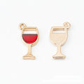 Red Wine Glass Enamel Metal Charms with Gold Tone Outline view 2