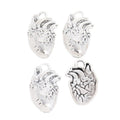 Anatomical Heart Charm in Antique Silver for Jewelry Making view 2