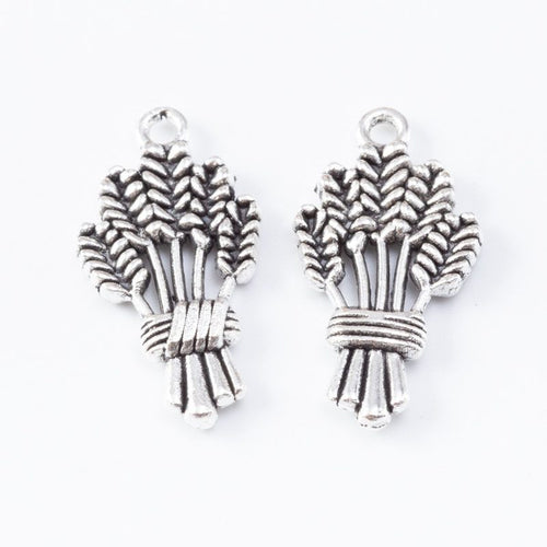 Wheat Sheaf-Shaped Metal Charm Pendants shown in a angled detail view on a plain background