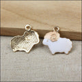 White Enamel Sheep Charm in 1 Metal Finish for Jewelry Making view 2