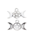 Antique Silver Triple Moon and Pentagram Metal Charms view 2