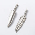 Detailed Feather Charm Metal Jewelry Making Component view 2
