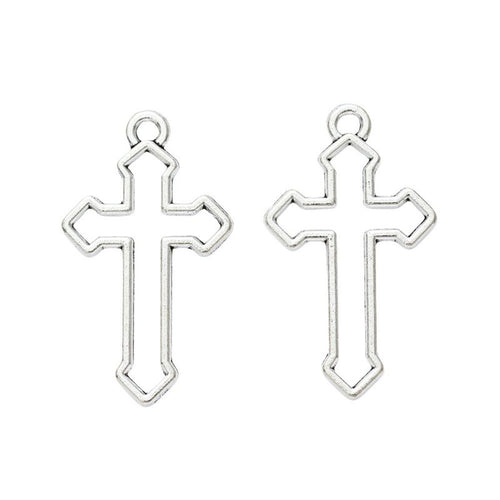 Close view of Outline Cross metal shape and surface detail