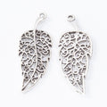 Filigree Leaf Pendant Charm in Two Antique Metal Finishes view 2