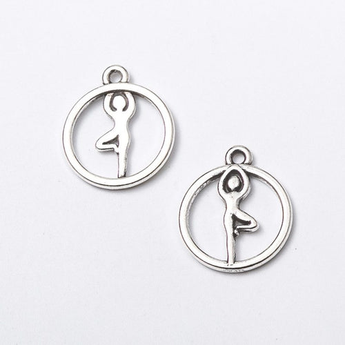 Closer view of the tree pose yoga charm surface and hanging loop