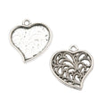 Filigree Scroll Heart Metal Charm in 2 Finishes for Jewelry Making view 2
