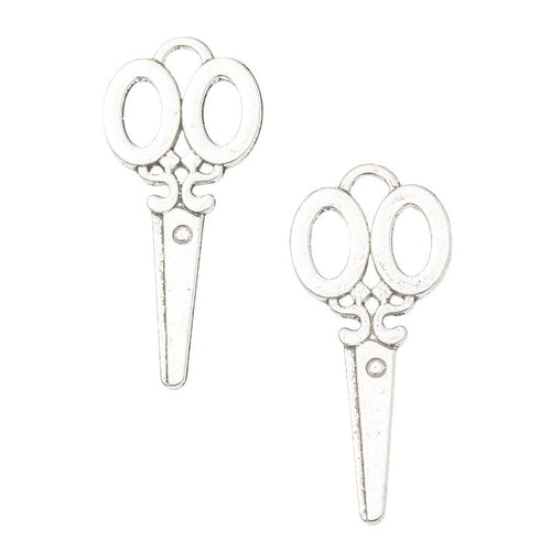 Scissors charm shown in front and reverse details