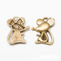 Three Dimensional Sitting Mouse Metal Charm Jewelry Making Component view 2