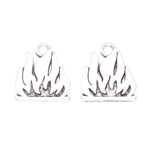Flame metal component, front and reverse detail on white