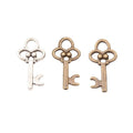 Small Flower Top Key Charm In Antique Bronze and Antique Silver Metal Finish view 2