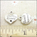 Sister Always Heart Metal Charm in Antique Silver Finish view 2