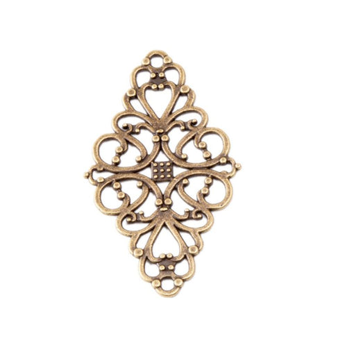 Close view showing the front details of the filigree diamond connectors