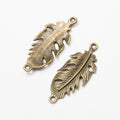 Feather Connector Two-Hole Textured Metal Jewelry Link view 2