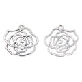 Open Rose Outline Jewelry Charm in Three Metal Finishes view 2
