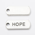 HOPE Engraved Rectangular Tag Pendant Charm in Antique Silver view 2