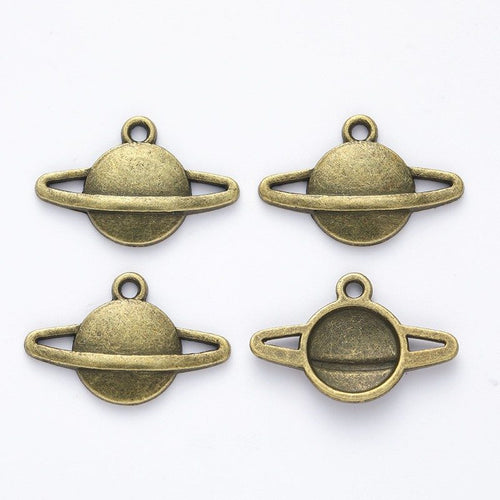 Ringed Planet Metal Charms close product view showing form and surface detail