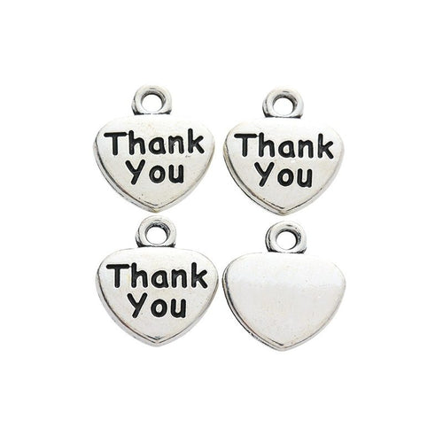 Close view of the thank you heart front and reverse