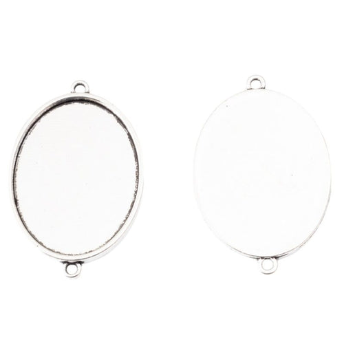Front detail of plain oval recessed cabochon tray with a single top loop