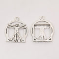 Vitruvian Figure Charm In 2 Metal Finishes For Jewelry Making view 2