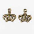 Openwork Crown Charm in Antique Bronze and Silver Tone Metal view 2