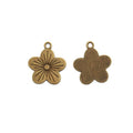 Five Petal Flower Metal Charms in Four Metallic Finishes view 2