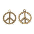 Round Peace Sign Charm Alloy Jewelry Making Component in 2 Finish Options view 2