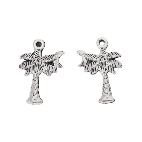 Antique Silver palm tree charm shown in a detailed product view