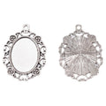 Ornate Oval Cabochon Pendant Trays in Two Antique Finishes view 2
