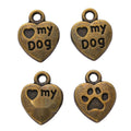 Vintage Finish Metal My Dog Heart Charms in 3 Style Options view 2