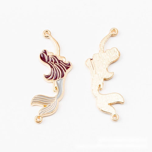Enamel Mermaid metal component, reverse and front details on a white background.