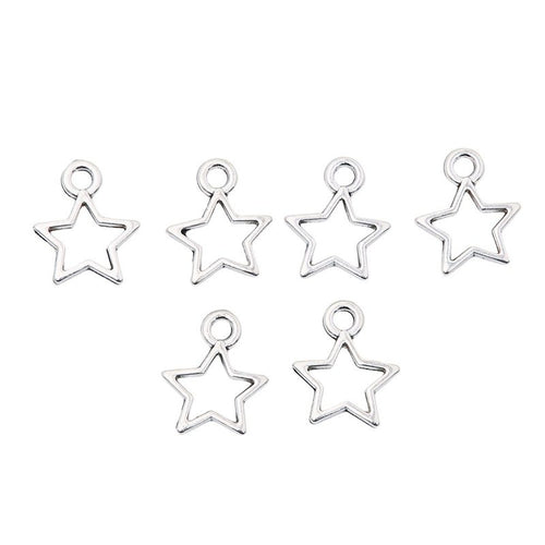 Close front and reverse view of the metal mini open-star charm