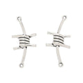 Antique Silver Barbed Wire Connector with Loops at Both Ends view 2