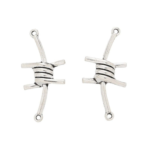 Alternate product view of barbed wire connector charms on a white background