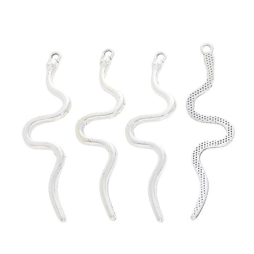 Grouped front and back views showing the details of wavy snake charms