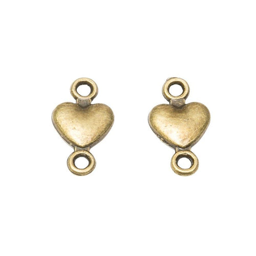 Polished Heart Connector Charm shown from the front in contrasting finishes