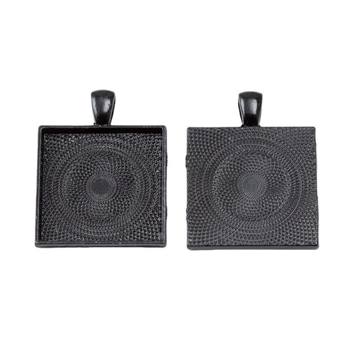 Square Cabochon Setting Metal Charms close product view showing form and surface detail