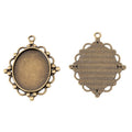 Ornate Oval Cabochon Bezel Pendants in Two Finishes view 2