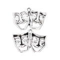 Comedy and Tragedy Masks Alloy Charm in Antique Silver Finish view 2