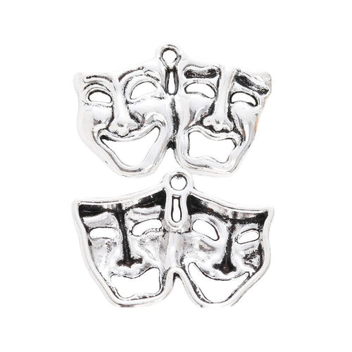 Grouped comedy and tragedy masks components showing repeated front details and finish