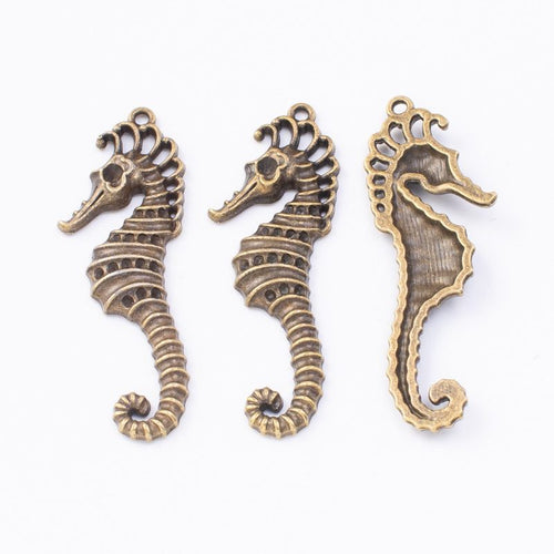 Close view of the seahorse charm showing its raised front pattern