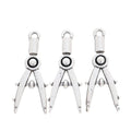 Drawing Compass Vintage Metal Charm Pendant for Jewelry Making view 2